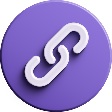 Purple round 3D link icon